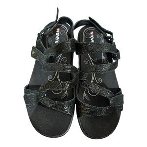 Revere Emerald Black Lizard Slingback Sandals EU 42 US 11 Wide Comfort